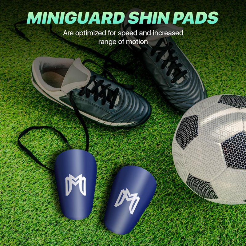 Mini Shin Guards for Soccer - MediCaptain MiniGuards 3.9 x 2.4 in (Blue) - Unisex Youth & Adult