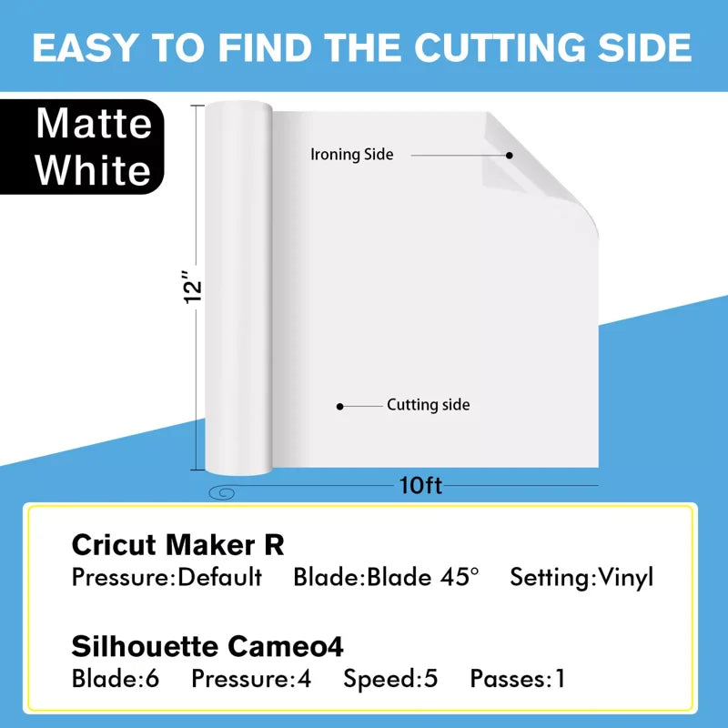 Matte White Sublimation Vinyl Roll for Dark & Light Fabrics - 12x30ft