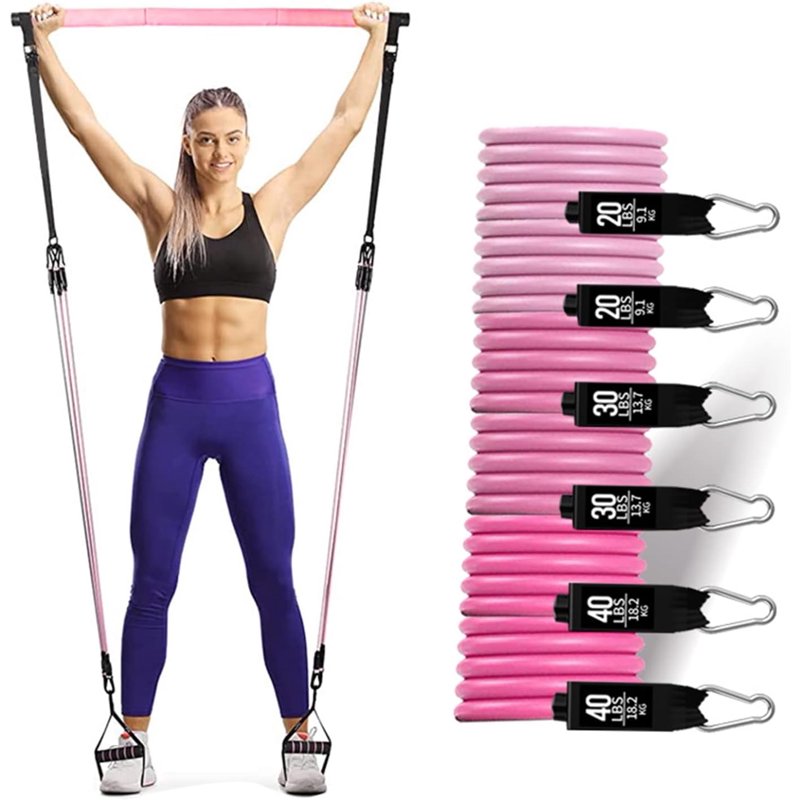 180Lb Pilates Bar Kit with Resistance Bands for Full Body Workout