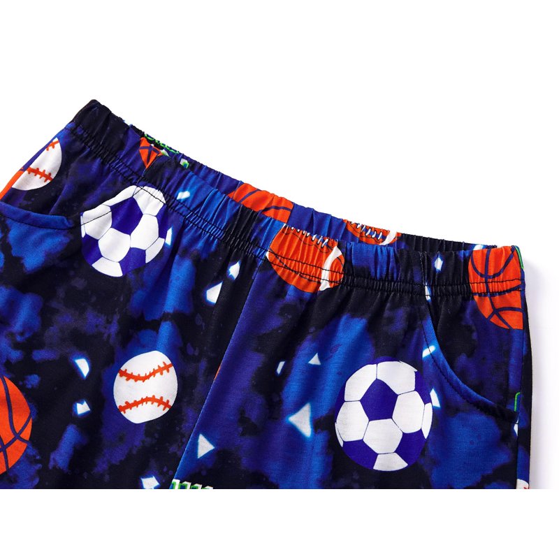 Behezac Boys Pajama Set 2-Piece Balls Dark Blue Short Sleeve Size 10 - Variation: Balls Dark Blue