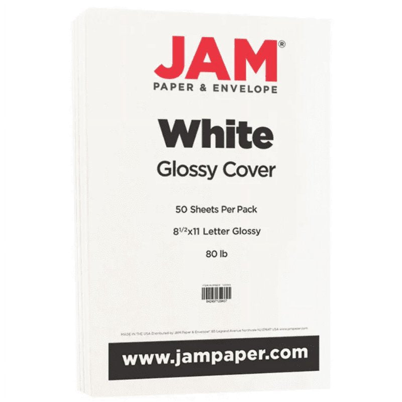 Glossy Cardstock Paper 8.5 x 11 Inches - White, 100 Sheets for Crafts & Printing