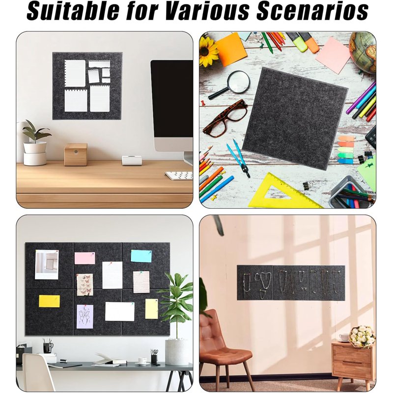 Large Wall Cork Board Tiles 36x24 Inches | 6 Pack Felt Bulletin Boards with Pushpins
