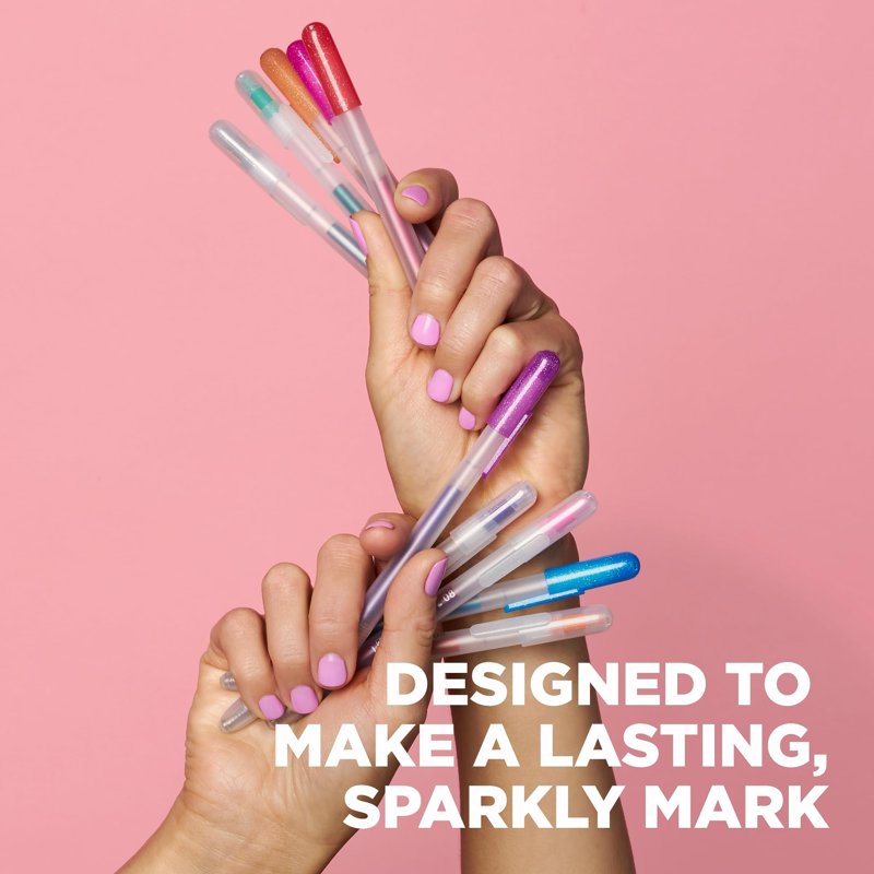 Gel Pens Set with Glitter Ink - Retractable Colored Gel Pens for Journaling and Art - 10 Pack