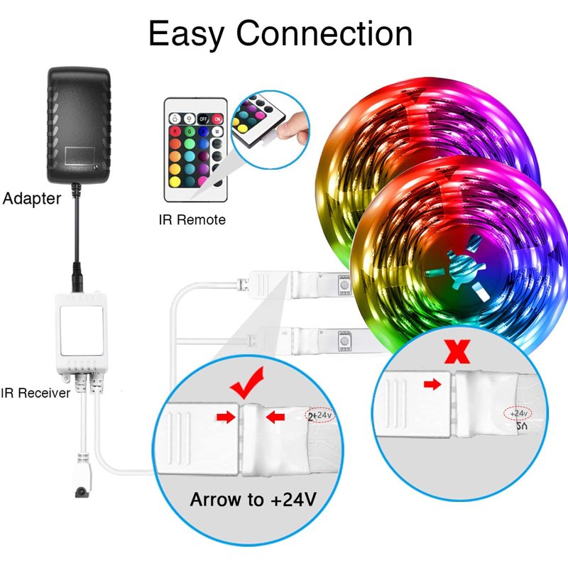 DAYBETTER 100ft RGB LED Strip Lights with App Control, Music Sync, Color Changing for Room & Party
