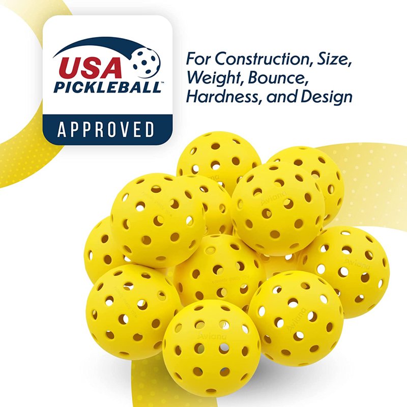 Pro Aviana Tournament Outdoor Pickleball Balls - 6 Pack USAPA Approved, Yellow