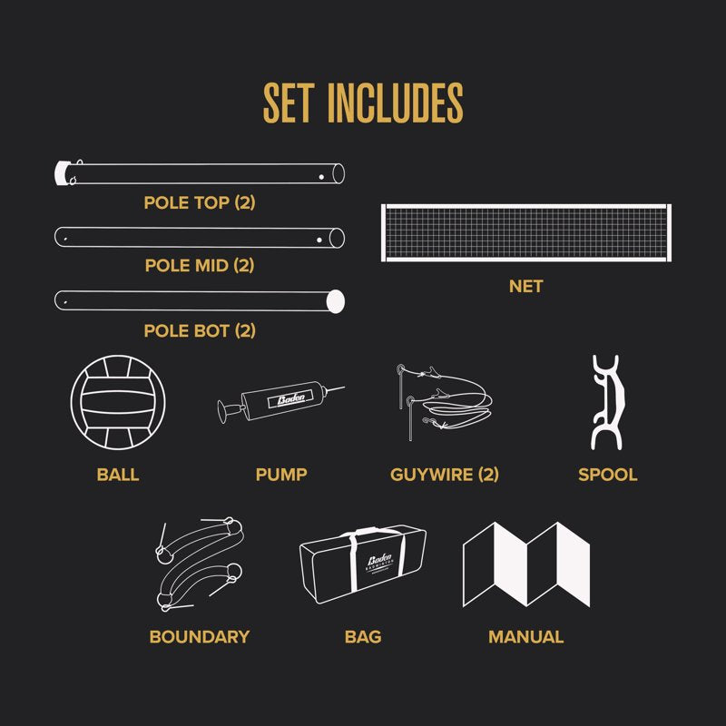 Outdoor Volleyball Net System with Ball, Poles, and Carry Bag