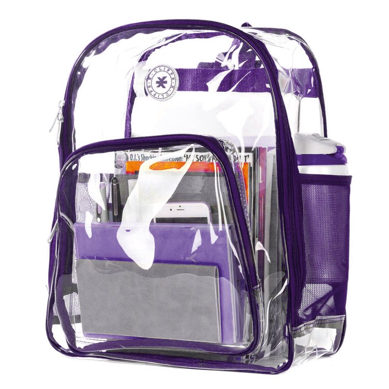 Heavy Duty Transparent School Backpack 17-inch Unisex PVC with Multiple Compartments