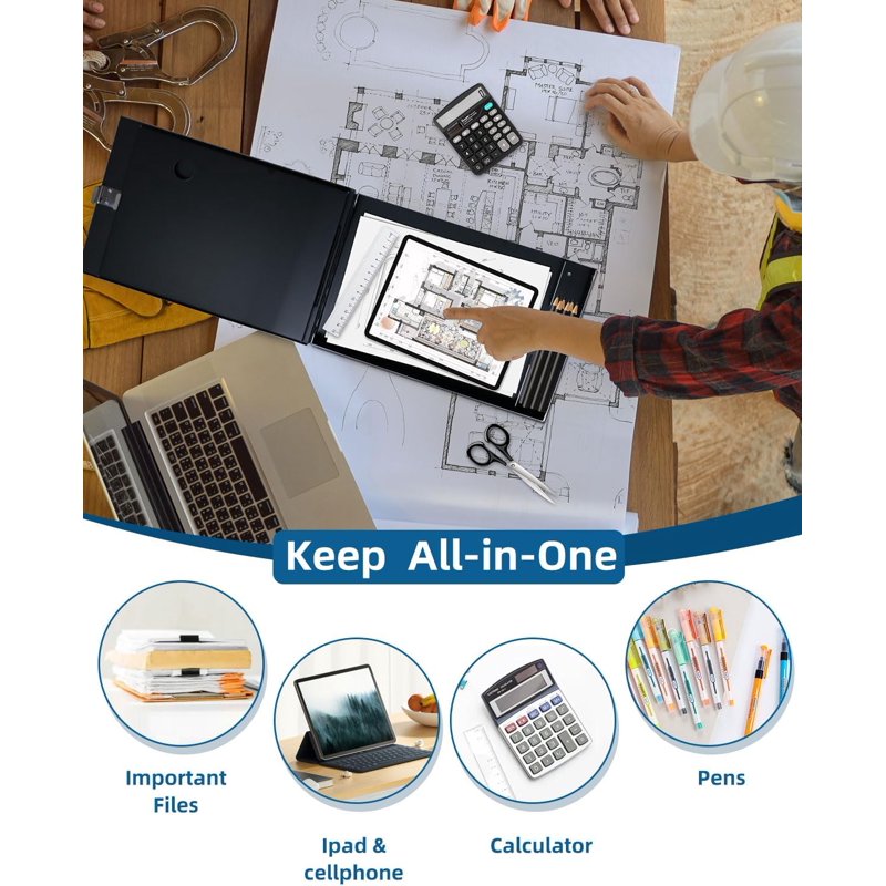 Heavy Duty Aluminum Clipboard with Dual Storage & Pen Holder - Letter Size