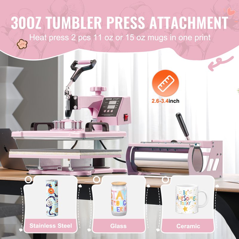 12x15 Inch Heat Press Machine 8-in-1 T-Shirt Mug Hat Plate Transfer with Digital Control