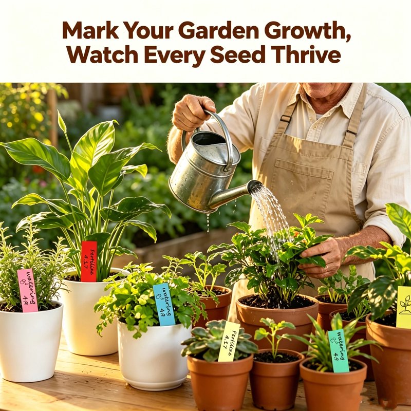 200Pcs Waterproof Plastic Plant Labels with Marker Set for Garden & Seedlings