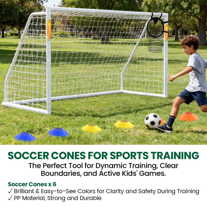 White-Foldable 12x6 Soccer Goal – SLSY PVC Backyard Training Goal for Teens & Adults