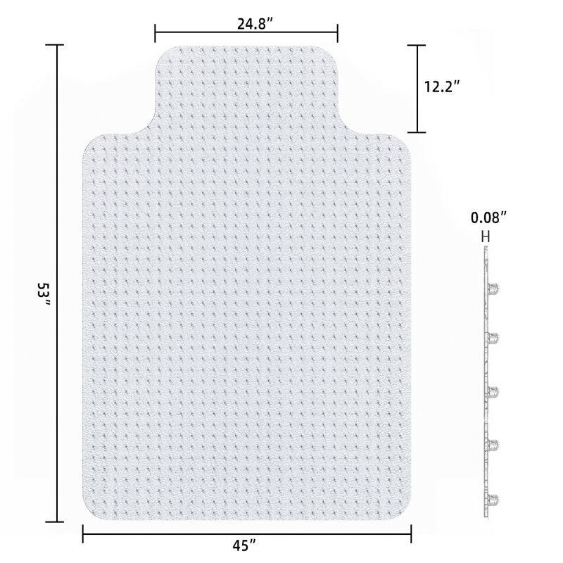 GPED 53" x 45" Office Chair Mat with Lip, Clear PVC Carpet Protector for Low Pile Carpets