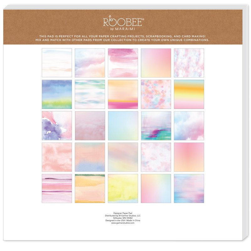 Ombre Watercolor Scrapbook Paper Set - 50 Sheets 12x12 Inches, 25 Designs
