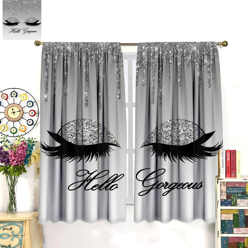 Blackout Curtain Panels with Silver Glitter Twinkle Design - Modern Bedroom & Living Room Decor