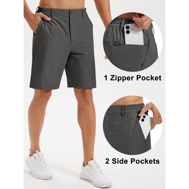 Men's 9-Inch Lightweight Golf Shorts with Stretch and Quick Dry - Breathable Workwear
