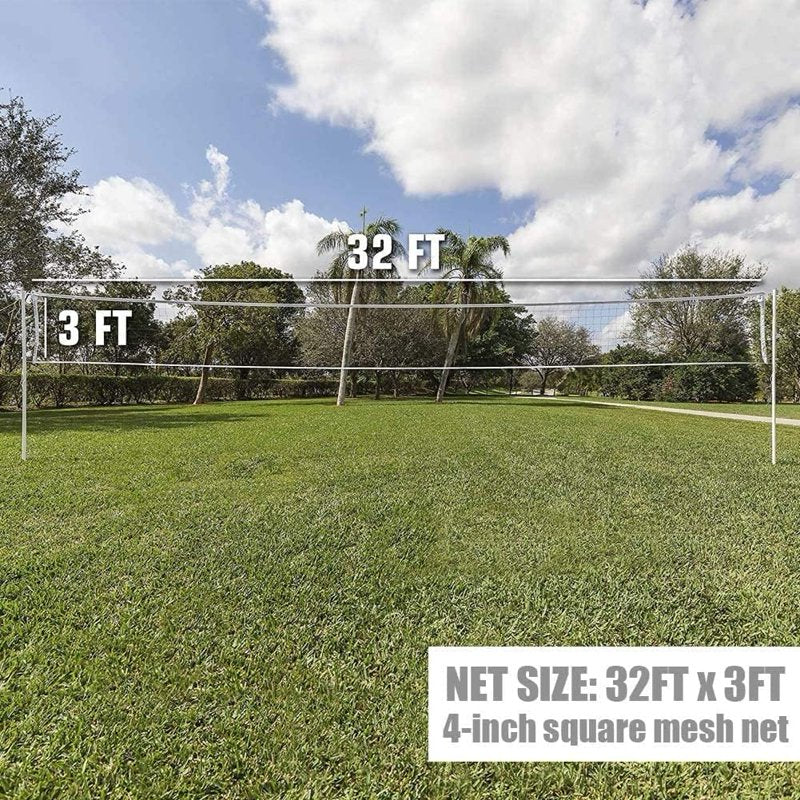 Outdoor Volleyball Net 32x3FT Heavy Duty with Steel Cable for Backyard Beach Pool