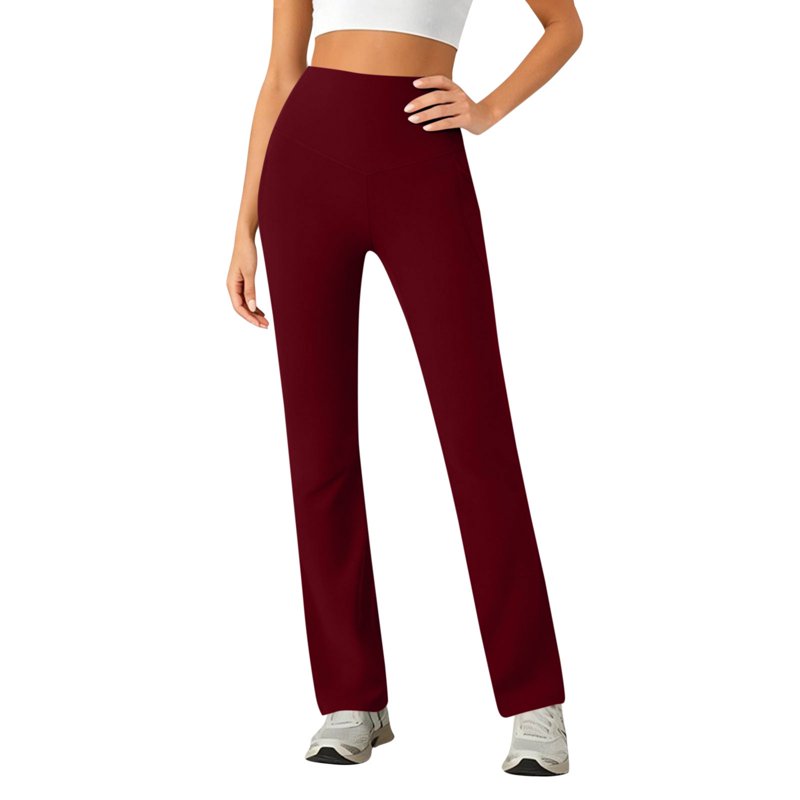 Women’s High Waist Yoga Pants with Pockets - Casual Gym Trousers, Elastic Solid Bottoms