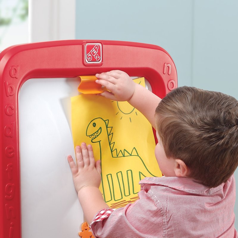 Kids Art Easel with Magnetic Whiteboard and Chalkboard - Double-Sided Toddler Art Station