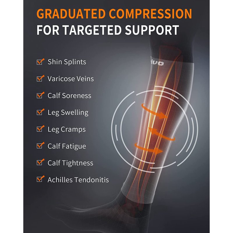 Calf Compression Sleeves Support Brace for Running & Sports - L/XL