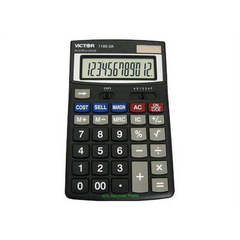 12-Digit Adjustable Angle LCD Calculator for Home Office Black