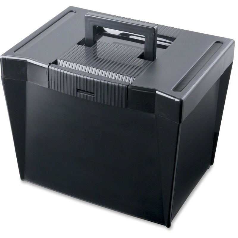 Letter Size File Storage Box with Handle and Locking Lid - Black