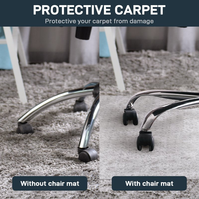 YEERSWAG 48"x36" Transparent PVC Chair Mat with Grippers for Carpet – Non-Slip Floor Protector