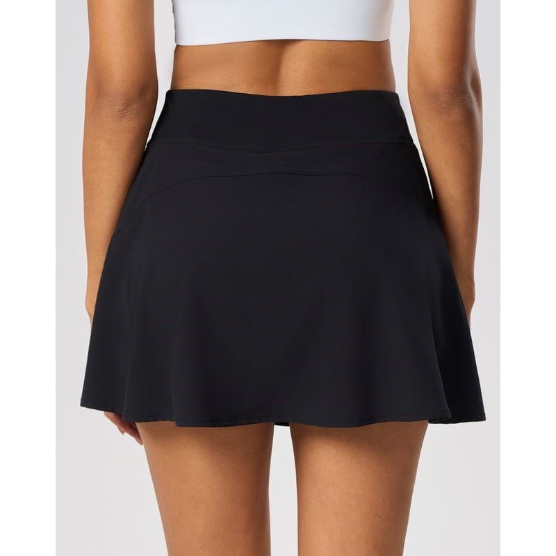 FITOP Women’s A-Line Tennis Skirt with Pockets, High Waisted, S in Black