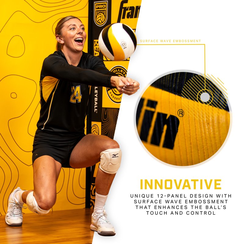 Indoor Volleyball - Professional Size Match Ball with 12 Panel Microfiber Cover & Pump Set