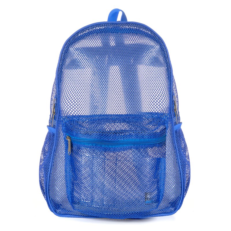 Unisex Mesh Backpack Student Bookbag Large Zipper School Daypack - Royal Blue