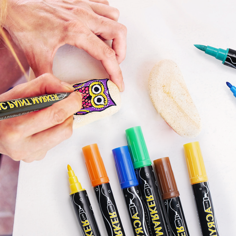 36 Vibrant Acrylic Paint Markers Set with Dual Tips for Rocks Canvas Wood Glass