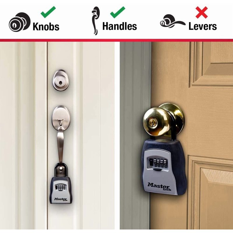 Portable Lock Box with Combination Lock and 5-Key Capacity - Black