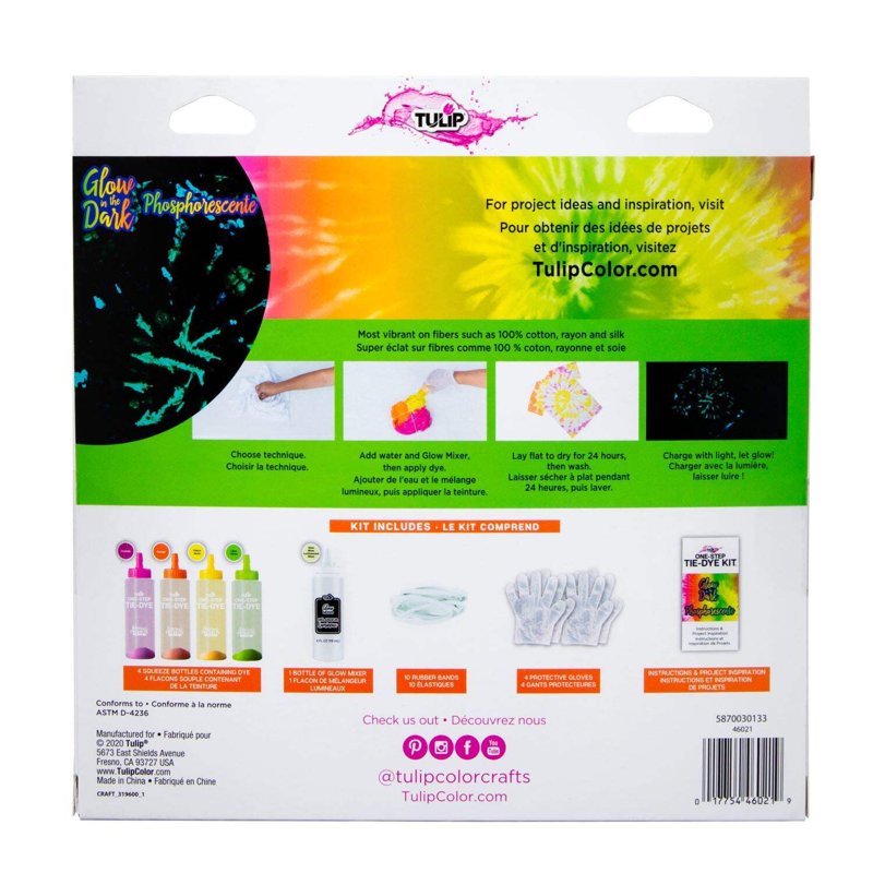 Glow-in-the-Dark Tie Dye Kit with Neon Colors, Easy One-Step Design