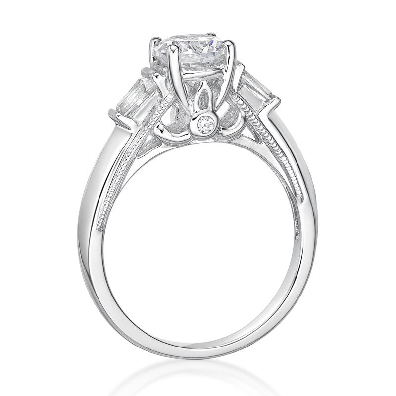 Sterling Silver Simulated White Diamond Ring - 3 Stone Classic Design