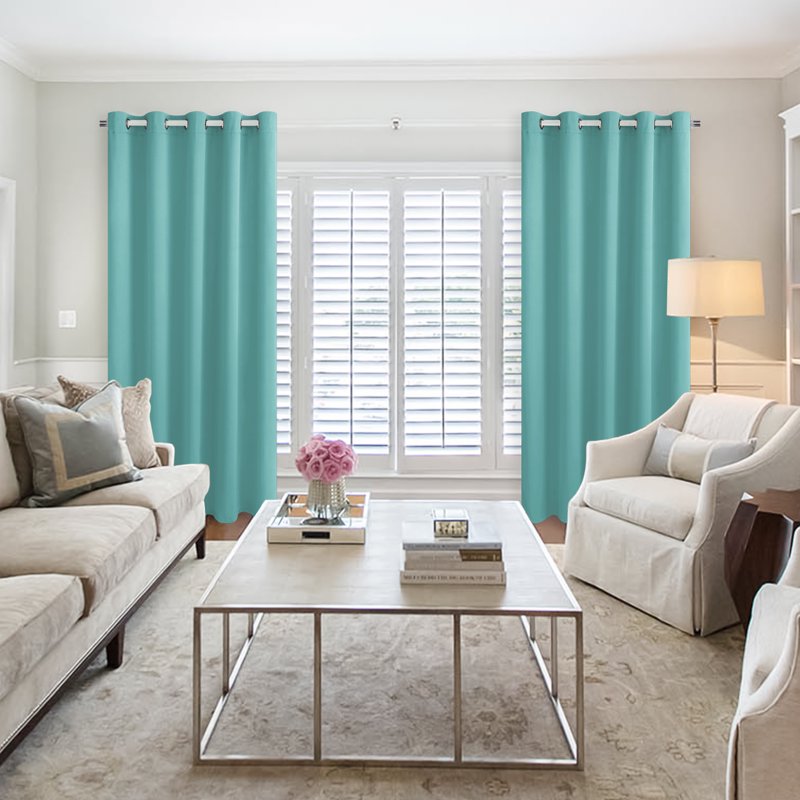 Blackout Curtain Set 2 Panels Thermal Insulated Grommet Drapes for Bedroom & Living Room