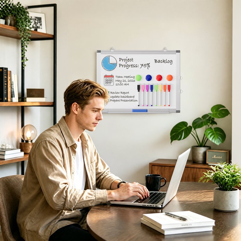 Magnetic Dry Erase Whiteboard 16x12 Inch with Aluminum Frame - Pack of 1