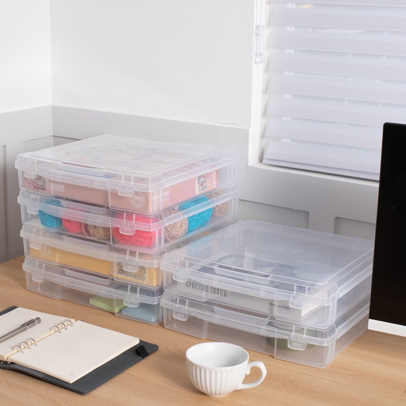 Clear Scrapbook Storage Box 12x12 Inch Craft Organizer Plastic Container