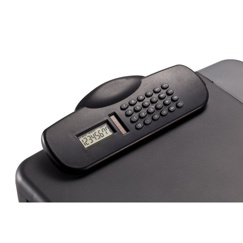 Portable Clipboard Storage Case with Built-in Calculator - Charcoal