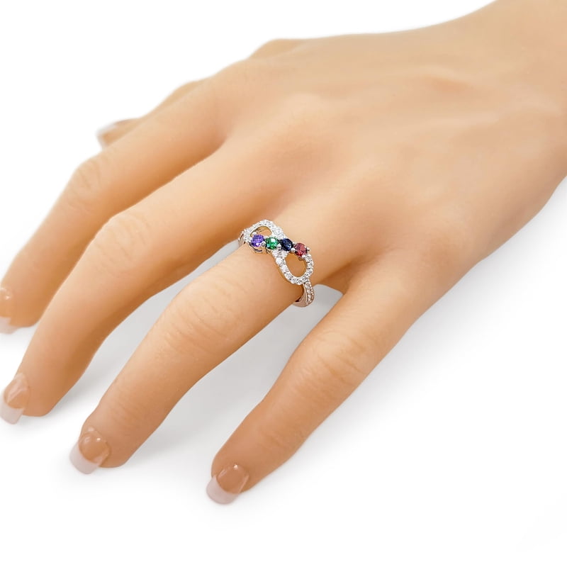 Mother's Infinity Ring with CZ Stones - Customizable Birthstone Family Jewelry