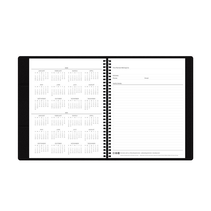 Blue Sky Perpetual Monthly Weekly Planner 8.5x11 Faux Leather Black