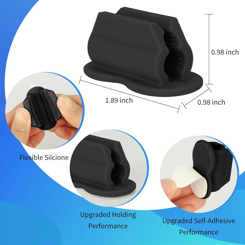 12-Pack Desk Pen Holder Organizer with Adhesive Silicone Wall Clip for Office & Classroom