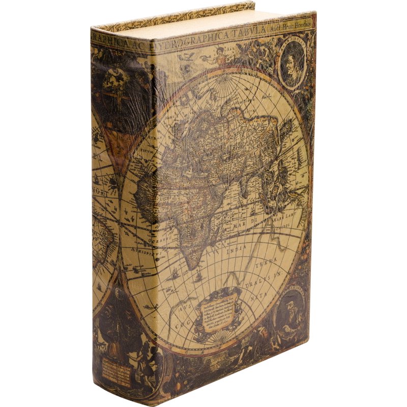 Antique Map Book Safe with Key Lock - Hidden Valuables Storage