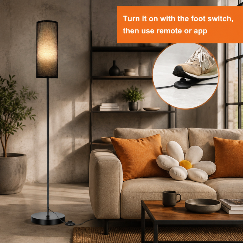 Smart RGB Floor Lamp with Music Sync, Remote Control & App, 67 Inch Tall
