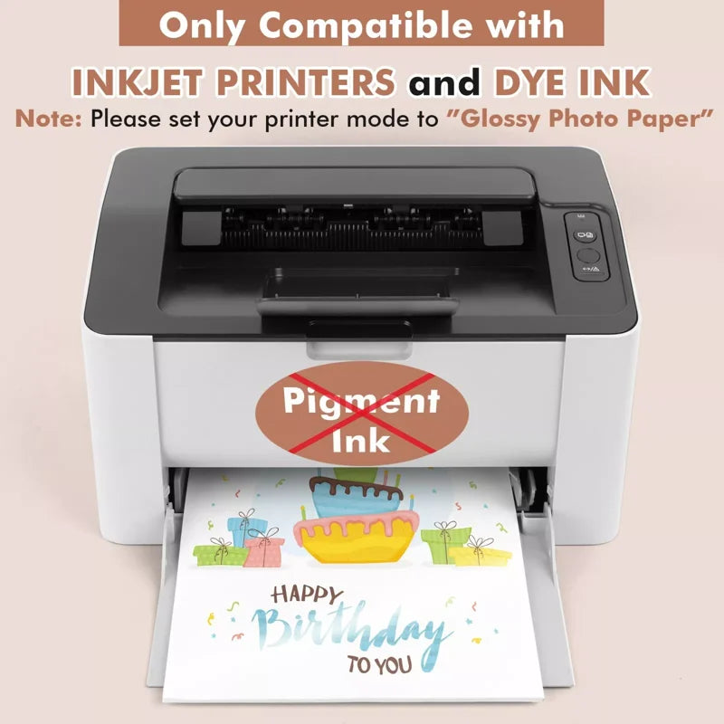 Premium Glossy Photo Paper Pack - Mixed Sizes for Inkjet Printers, 250 Sheets