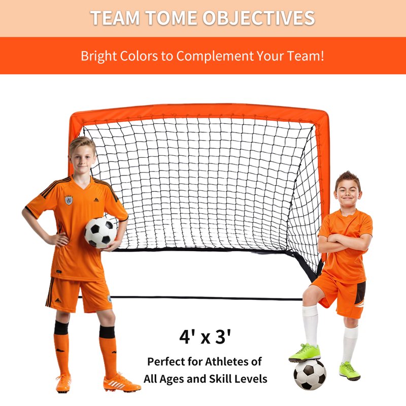 2 Pack Portable 4x3 ft Soccer Goals for Backyard Training – Includes Frame, Net, Stakes & Storage Bag