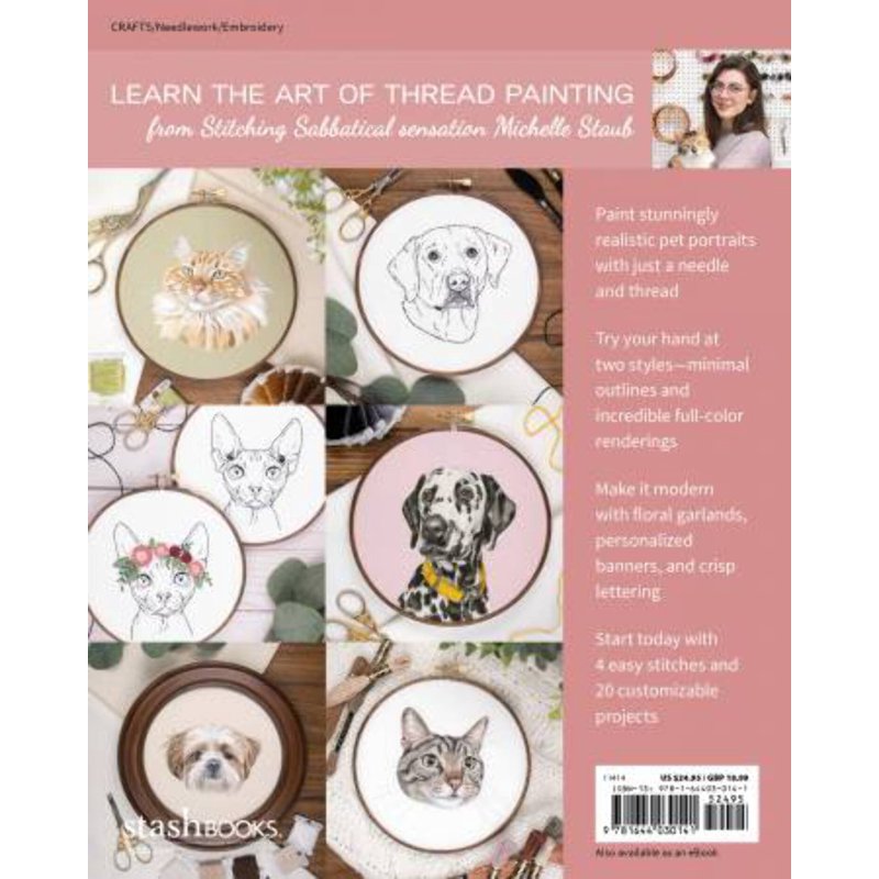 Pet Portrait Embroidery Kit - Modern Thread Painting for Dogs & Cats
