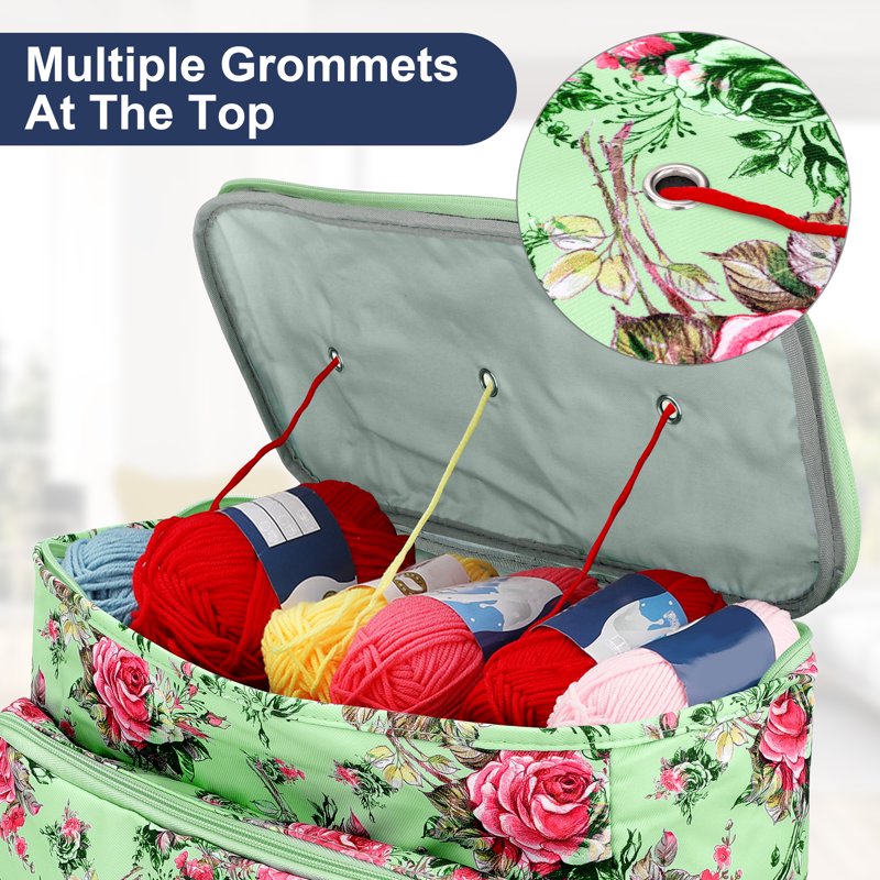 Large Yarn Storage Tote Bag for Knitting and Crocheting - Portable Organizer with Pockets