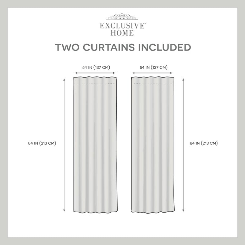 Light Filtering Curtain Panel Pair - Hidden Tab Top, Linen Look, 54x96