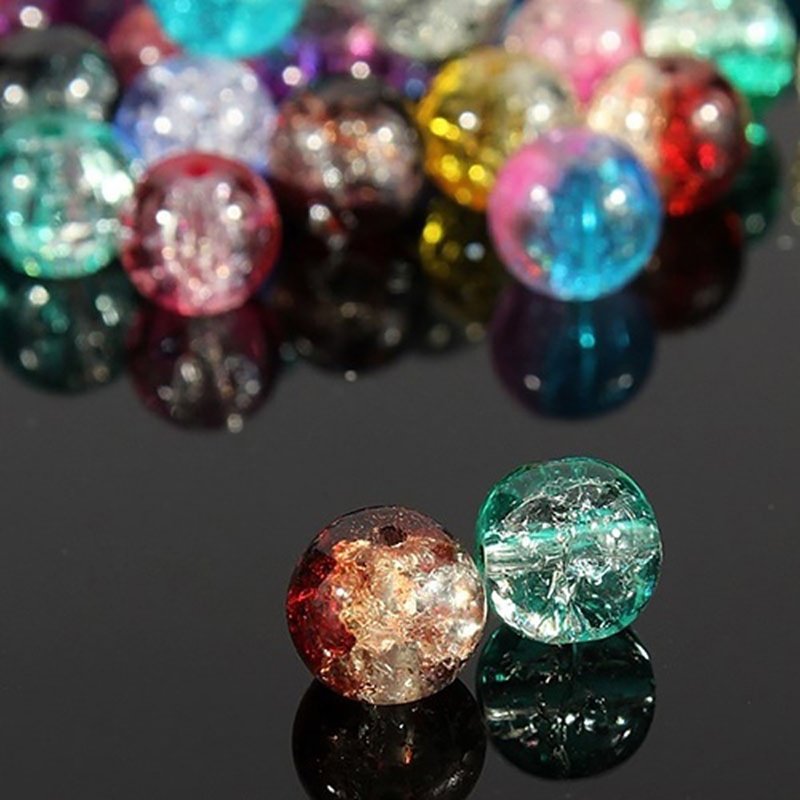 Multicolor Crack Crystal Glass Beads - 100 Pcs DIY Jewelry Craft Supplies