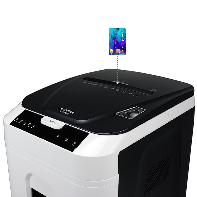 Aurora Commercial 200-Sheet Micro-Cut Auto Feed Paper Shredder with Pullout Bin