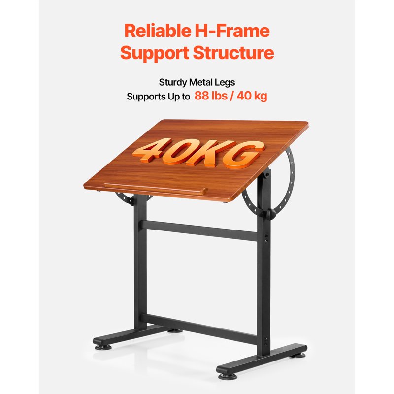 Adjustable Drafting Table with Tilt from 0° to 90° for Artists and Creatives